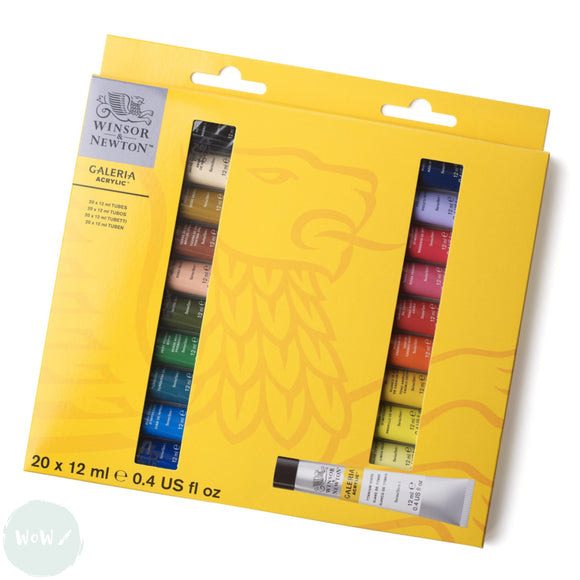 Acrylic Paint Set- Winsor & Newton - GALERIA - 20 Assorted 20ml Tubes