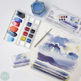Watercolour Paint Sets - Winsor & Newton COTMAN – SKYSCAPE Pocket set - 8 x Half Pans & 1 x Pocket Brush