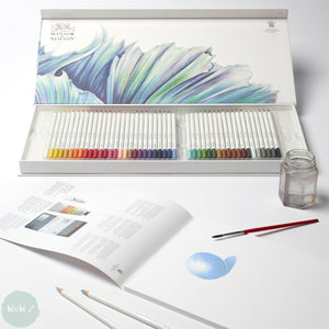 Watercolour Pencil Sets - Winsor & Newton STUDIO COLLECTION - 48 Assorted, Pad & Brush