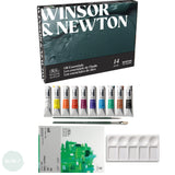 Oil Paint Set- Winsor & Newton - WINTON - Oil Essentials 14pc Set  - 10 x 12ml tubes, Palette, Pad, 2 x brushes