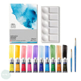 Watercolour Paint Sets - Winsor & Newton COTMAN –  Essentials 14pc Set - 10 x 5ml Tubes, Brushes, Palette & Pad