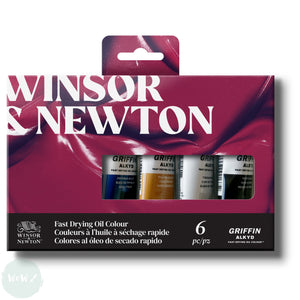 Oil Paint Set- FAST DRYING - Winsor & Newton - GRIFFIN Alkyd - BEGINNERS - 6 assorted 37ml Tubes