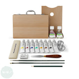 Oil Paint Set- Winsor & Newton - ARTISTS OIL - 18 Piece (8 Assorted 37ml Tubes)  - WOODEN BOX