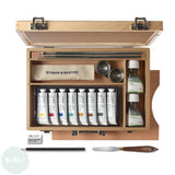 Oil Paint Set- Winsor & Newton - ARTISTS OIL - 18 Piece (8 Assorted 37ml Tubes)  - WOODEN BOX