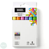 PAINT MARKER - Liquitex - FINE - 2mm CHISEL TIP - VIBRANTS - 6 set
