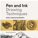Art Instruction Book - DRAWING - Pen and Ink Drawing Techniques Steps, Subjects & Prompts - by David Morales H