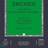 WATERCOLOUR PAPER PAD - Arches Aquarelle - 300gsm/140lb -   FIN - 26 x 36 cm (14 x 10")