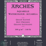 WATERCOLOUR PAPER PAD - Arches Aquarelle - 300gsm/140lb -  SATINE – 26 x 36 cm (14 x 10")
