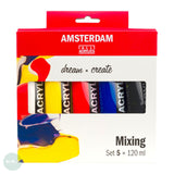 Acrylic Paint Set- Amsterdam - MIXING - 5 Assorted 120ml Tubes