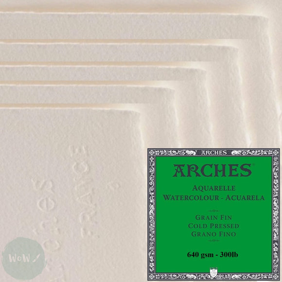 Watercolour Paper - SHEET - ARCHES AQUARELLE -  FIVE SHEETS - 300lb/640gsm -  22 x 30