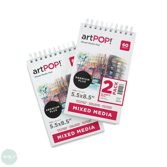 SPIRAL BOUND PAPER PAD - Mixed Media – artPOP! – 165gsm – 5.5 x 8.5