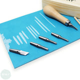 BLOCK / LINO PRINTING - CUTTING TOOL - 5 assorted Blades and Beech wood Handle