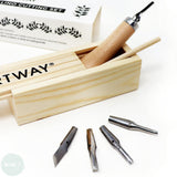 BLOCK / LINO PRINTING - CUTTING TOOL - 5 assorted Blades and Beech wood Handle