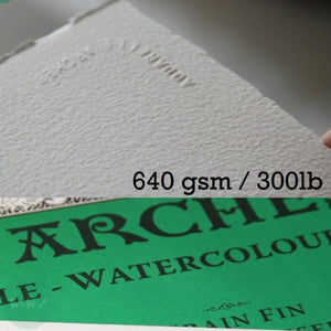 Watercolour Paper - SHEET - ARCHES AQUARELLE - SINGLE -  300lb/640gsm -  22 x 30" - FIN  (NOT/Cold Pressed)