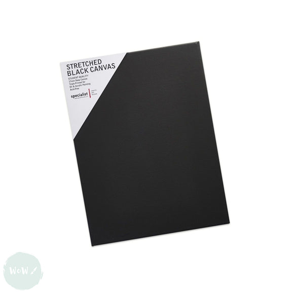 Stretched Artist Canvas - STANDARD DEPTH - Black Primed – 300 x 400mm