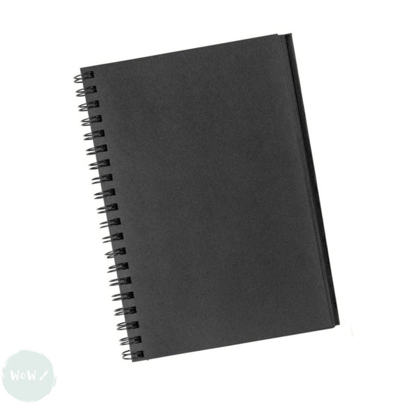 Hard Back Sketchbook SPIRAL Bound, Black Paper - 350gsm ,  20 sheets- A4 Portrait
