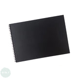 Hard Back Sketchbook SPIRAL Bound, Black Paper - 350gsm, 20 sheets- A4 Landscape