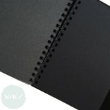 Hard Back Sketchbook SPIRAL Bound, Black Paper - 350gsm ,  20 sheets- A5 Landscape