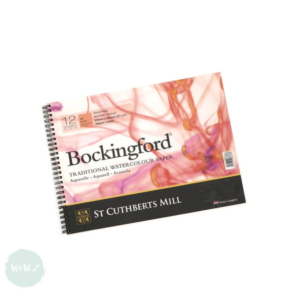 WATERCOLOUR PAPER PAD - Spiral Bound - BOCKINGFORD - 300gsm (140lb) - HP (SMOOTH) Surface -  12 x 9