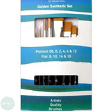 BRUSH SET - Artists Golden Synthetic - BS10- Sizes 00, 0, 2, 4, 6, 12 Round & 8, 10, 14, 18 Flat