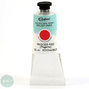 BLOCK PRINTING COLOUR - Oil Based - Cranfield - CALIGO SAFEWASH RELIEF INK - 75ml -  Process Red Magenta