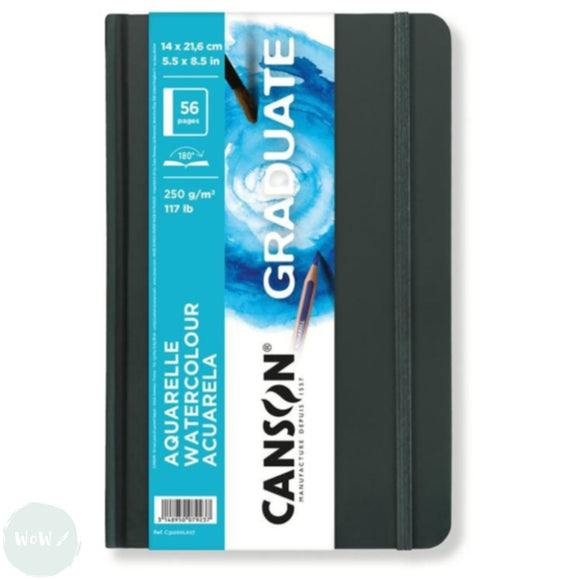 Watercolour Paper - Hardback TRAVEL JOURNAL - CANS0N - Graduate - 250gsm - LIGHT GRAIN - 14 x 21.6 cm PORTRAIT