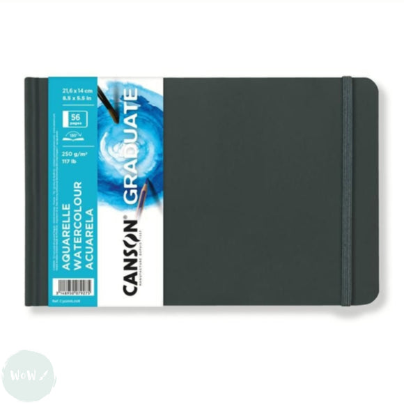 Watercolour Paper - Hardback TRAVEL JOURNAL - CANS0N - Graduate - 250gsm - LIGHT GRAIN - 14 x 21.6 cm LANDSCAPE