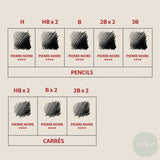 DRAWING / SKETICHING PENCILS - Conté à Paris - PIERRE NOIR SET - 15 Assorted Tin