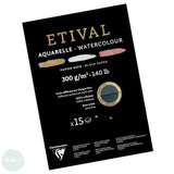 BLACK Watercolour Paper Pad - Clairefontaine - ETIVAL - Rough & Cold Pressed Surface - 300gsm - A3