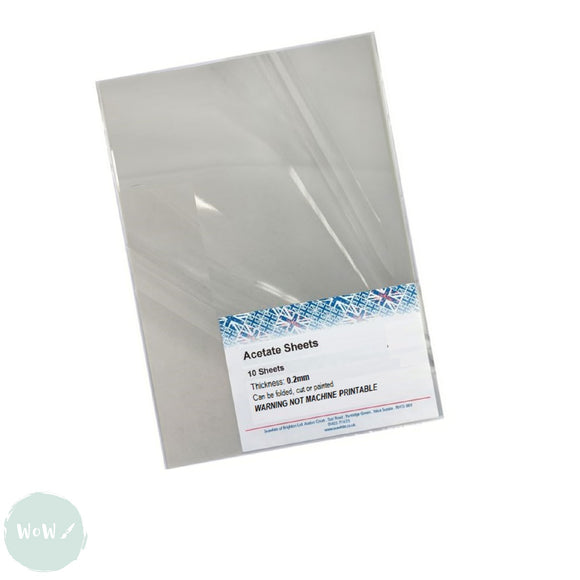Acetate- CLEAR - 0.2mm thick - 10 sheets - A3