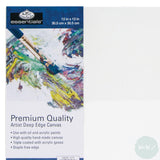 DEEP EDGE White Primed Stretched 100% Cotton Canvas – ESSENTIALS - 12 x 12”, 305 x 305 mm, SINGLE