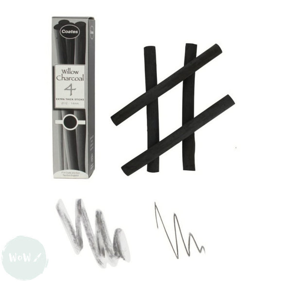 Willow Charcoal - COATES - Extra Thick, 4 stick