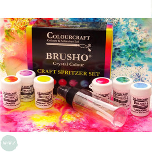 Watercolour Paint Sets - BRUSHO - CRAFT SPRITZER SER -  6 Assorted 15g & Spritzer bottle