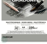 Mixed Media pad - GREY PAPER - Canson - 220gsm - A4