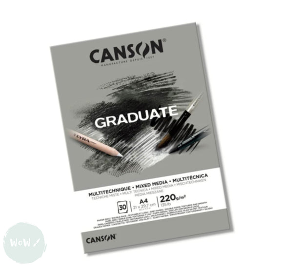 Mixed Media pad - GREY PAPER - Canson - 220gsm - A4