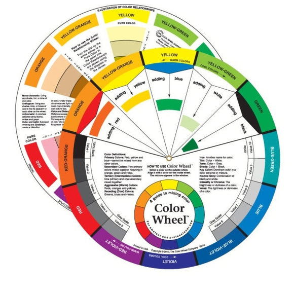 COLOUR MIXING -  Color Wheel STANDARD Artists Colour Mixing guide wheel - 24cm