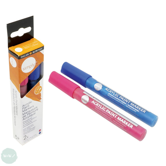 PAINT MARKER - Daler Rowney SIMPLY - Acrylic Paint Marker - Set of 2 - BLUE & PINK