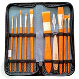 BRUSH SET - Daler Rowney - SIMPLY - 10 Assorted Synthetic ACRYLIC - Zip Case