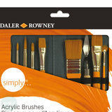BRUSH SET - Daler Rowney - SIMPLY - 10 Assorted Synthetic ACRYLIC - Zip Case