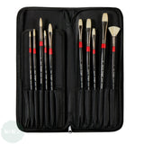 BRUSH SET - Daler Rowney - GEORGIAN –  SABLE & BRISTLE - Oil Brush Fine Art Collection  - Easel Zip case 10 Assorted