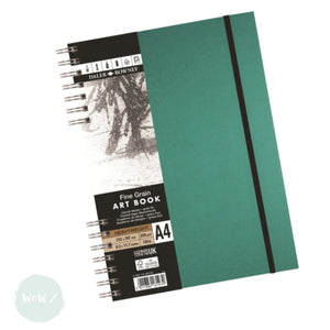 Hardback Sketchbook - Spiral Bound - Daler Rowney - FINE GRAIN HEAVYWEIGHT 200gsm – TEAL Cover – A4