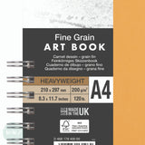 Hardback Sketchbook - Spiral Bound - Daler Rowney - FINE GRAIN HEAVYWEIGHT 200gsm – APRICOT Cover – A4