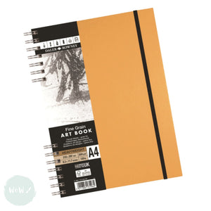 Hardback Sketchbook - Spiral Bound - Daler Rowney - FINE GRAIN HEAVYWEIGHT 200gsm – APRICOT Cover – A4