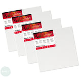 DEEP EDGE White Primed Stretched 100% Cotton Canvas – Daler Rowney -  ARTISTS 3D - 40 x 40cm (Approx. 16 x 16”) - pack of 4