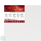 DEEP EDGE White Primed Stretched 100% Cotton Canvas – Daler Rowney -  ARTISTS 3D - 50 x 100cm (Approx. 20 x 39”)
