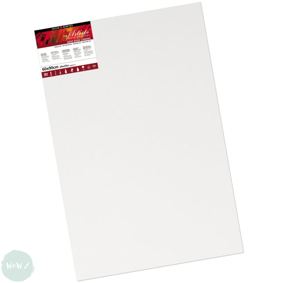 DEEP EDGE White Primed Stretched 100% Cotton Canvas – Daler Rowney -  ARTISTS 3D - 60 x 90cm (Approx. 24 x 36”)