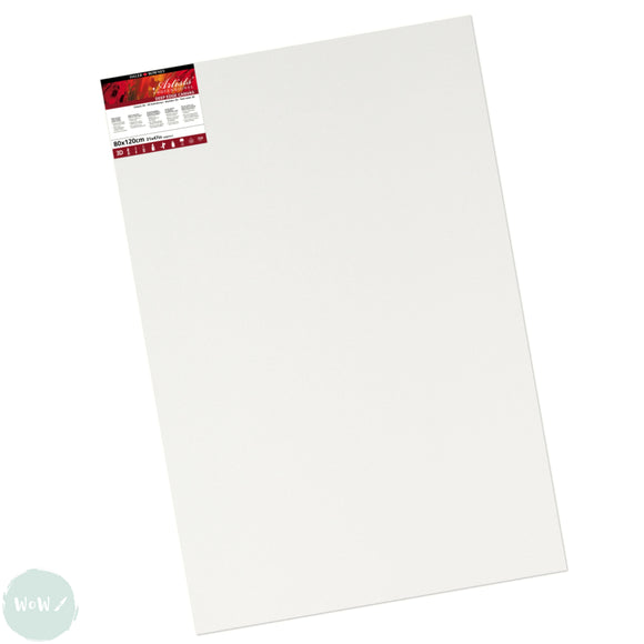 DEEP EDGE White Primed Stretched 100% Cotton Canvas – Daler Rowney -  ARTISTS 3D - 80 x 120cm (Approx. 32 x 48”)