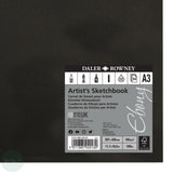 HARDBACK SKETCHBOOK - Square Bound - Daler Rowney - EBONY -  A3 PORTRAIT 160G 54 sheet