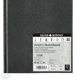 HARDBACK SKETCHBOOK - Square Bound - Daler Rowney - EBONY -  A5 PORTRAIT - 160G - 54 sheet