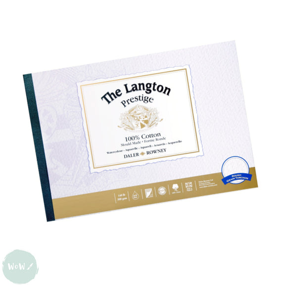 WATERCOLOUR PAPER - Pad - LANGTON PRESTIGE - 100% Cotton - 300gsm - ROUGH Surface - 20 x 14